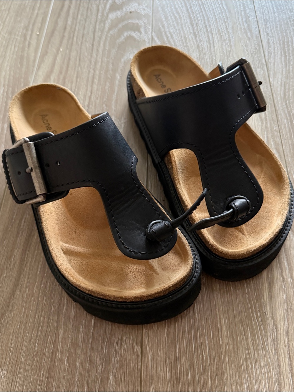 Acne Studios Platform Leather Sandals Black Made in Italy size 37 US 7 - Picture 8 of 10